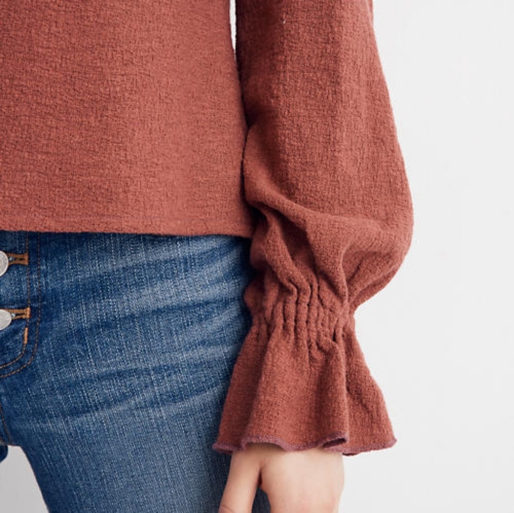 MADEWELL Texture & Thread Ruffle Cuff Top Size XS - Picture 3 of 8